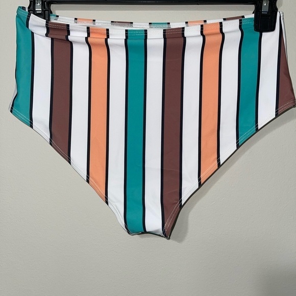 SHEIN Colorful Striped High Waisted Bikini Swimsuit Size Large - Picture 9 of 11